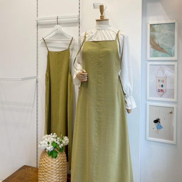 Yeşil İnce Askılı Modal Kumaş Jile