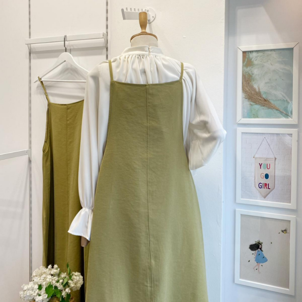 Yeşil İnce Askılı Modal Kumaş Jile