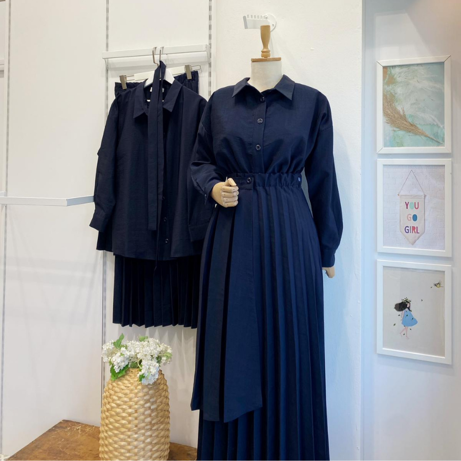 Lacivert Pile Etekli Liavera Takım