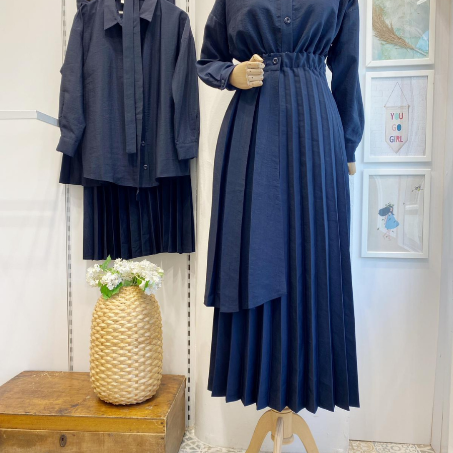 Lacivert Pile Etekli Liavera Takım