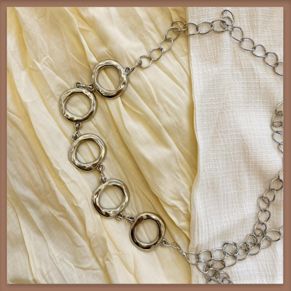 Yuvarlak Tokalı Silver Zincir Kemer