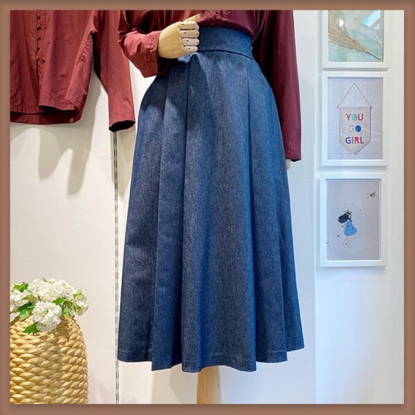 Kot kumaş belden pileli etek