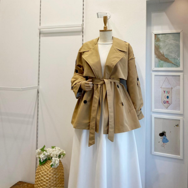 Camel Kuşaklı Scout Kısa Trençkot