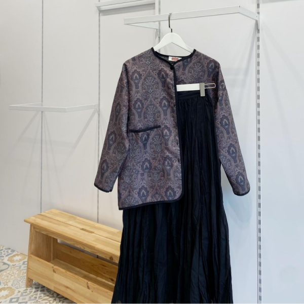 Lacivert Etnik Desenli Ambre Ceket