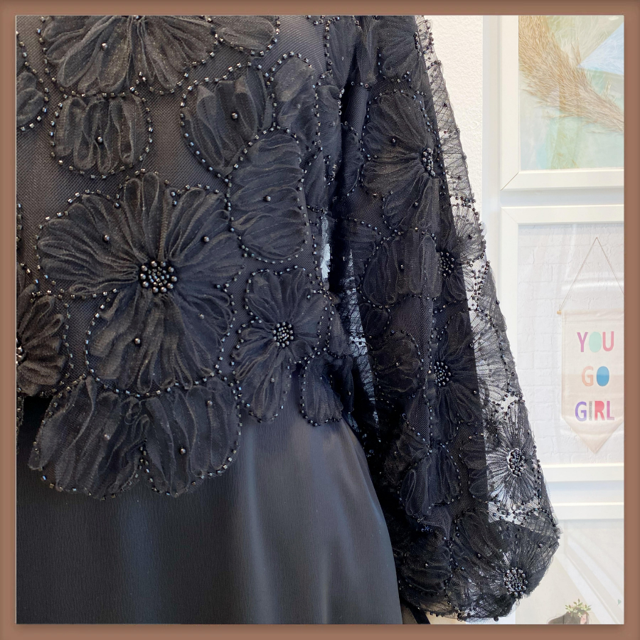 Siyah Çiçekli Tulle Touch Takım