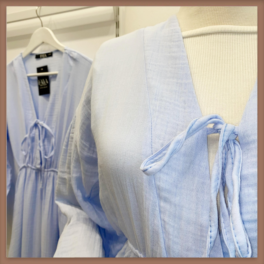 Bebe Mavisi Müslin Kumaş Matin Elbise