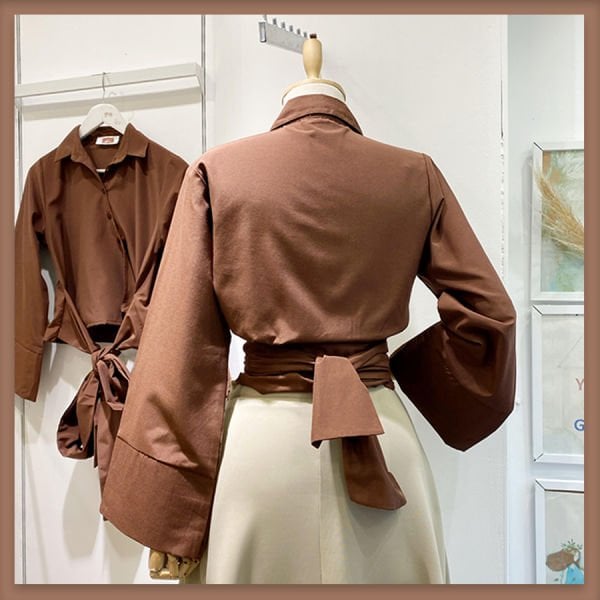 BAĞLAMALI KAHVERENGİ GÖMLEK