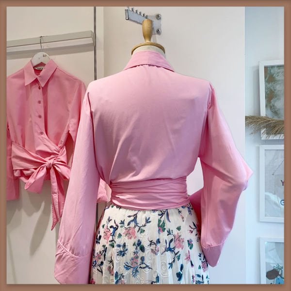 PINK RIBBON POPLIN SHIRT