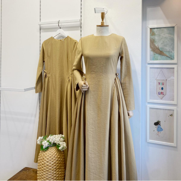 Camel Paper Touch Bel Detaylı Penelope Elbise