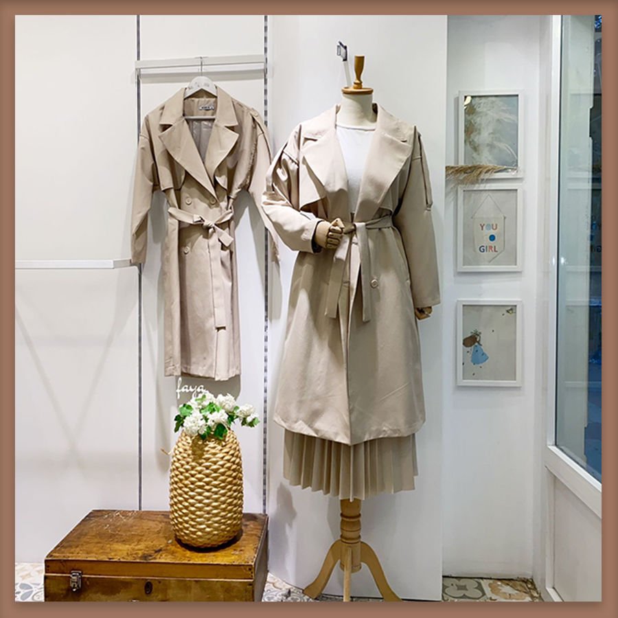 Bej omuz detaylı chaud trençkot