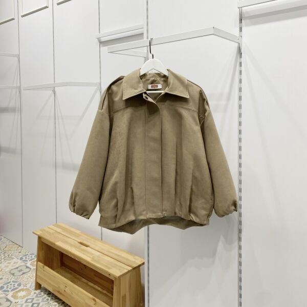 Vizon Fular Detaylı Süet Bomber Ceket