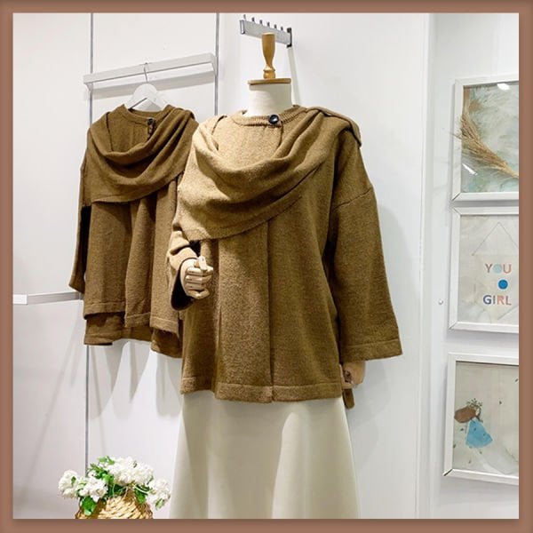 Camel atkı detaylı salaş hırka