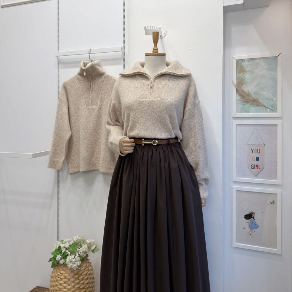 Vizon Fermuarlı Pearl Kazak