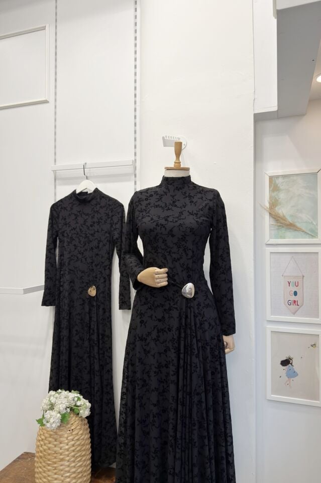 Siyah Mirale Tül Elbise