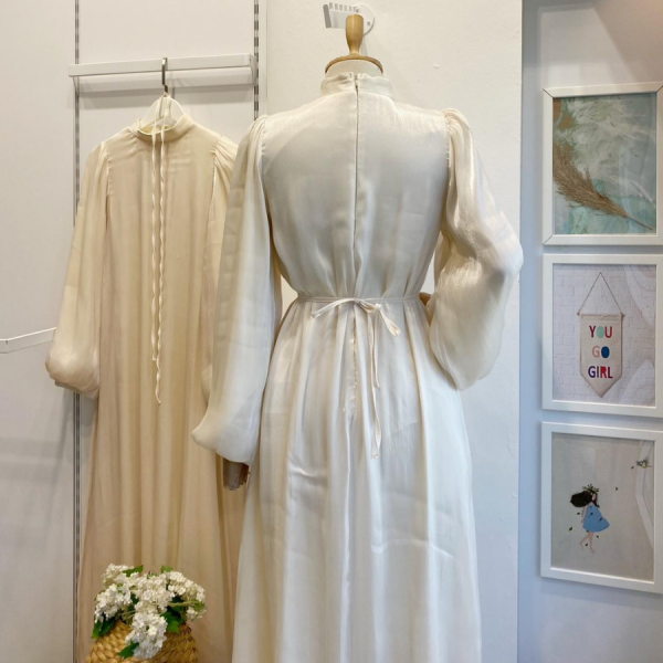 Ekru Şifon Kumaş Vienella Abiye