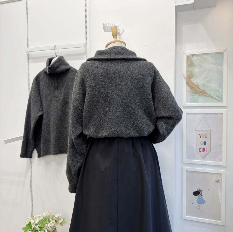 Antrasit Fermuarlı Pearl Kazak