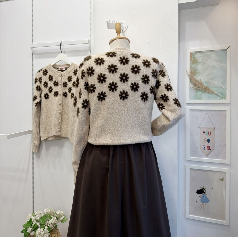 Kahverengi Papatyalı Vizon Hırka