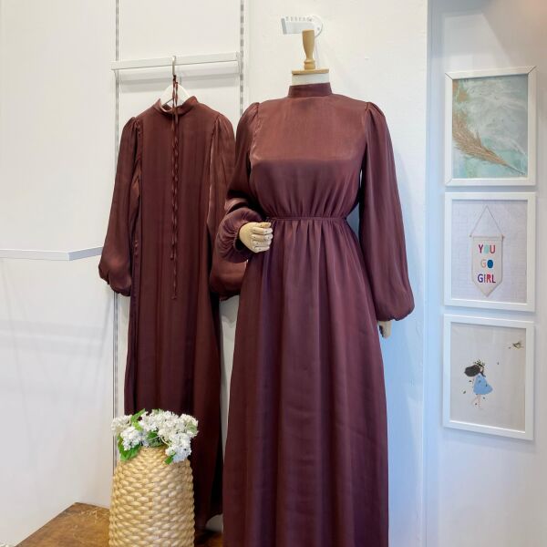 Acı Kahve Şifon Kumaş Vienella Abiye