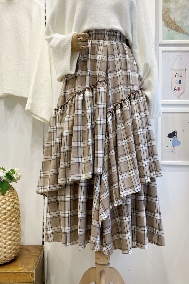 Vizon Ekose Desenli Ajouter Etek