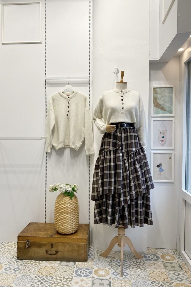 Kahve Ekose Desenli Ajouter Etek