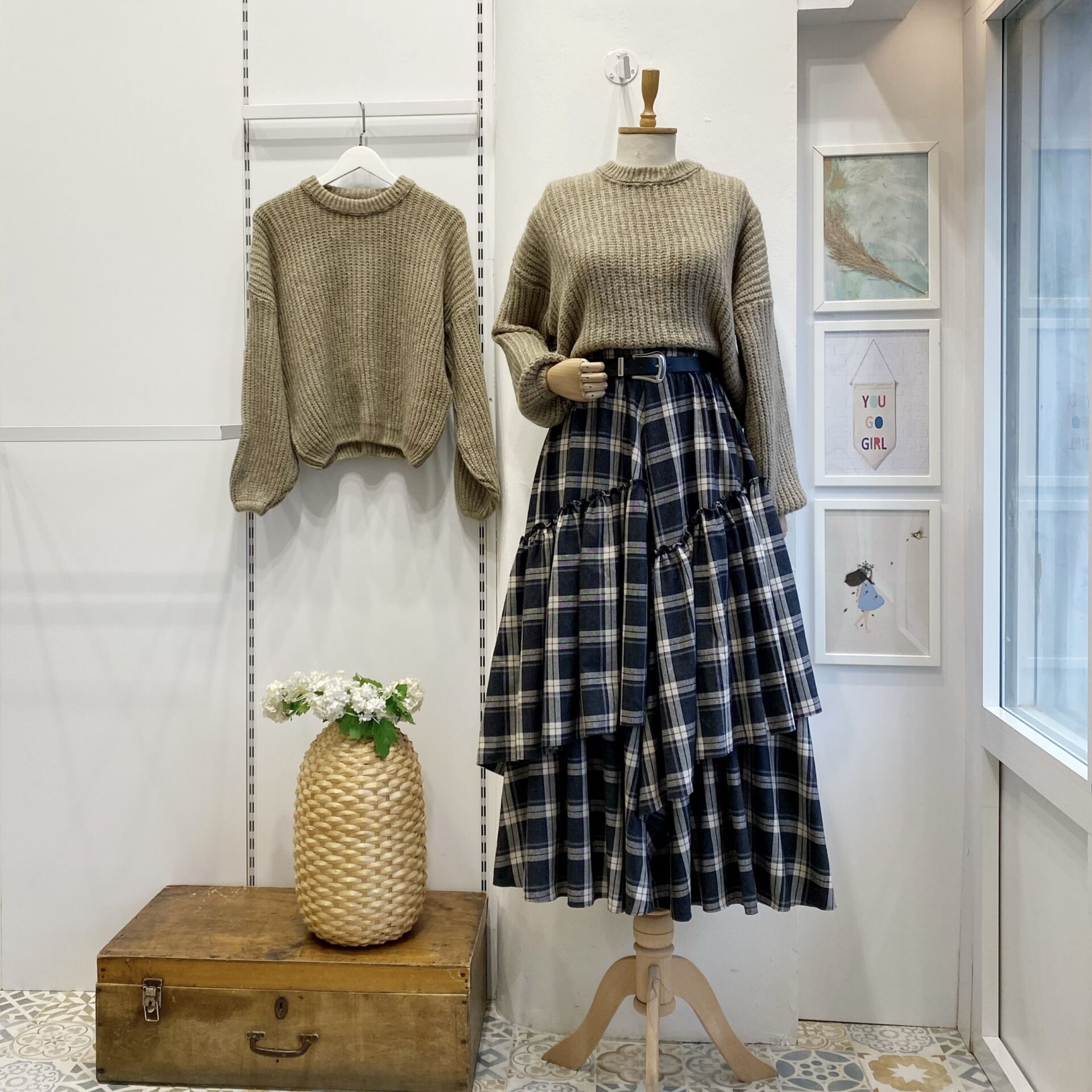 Siyah Ekose Desenli Ajouter Etek