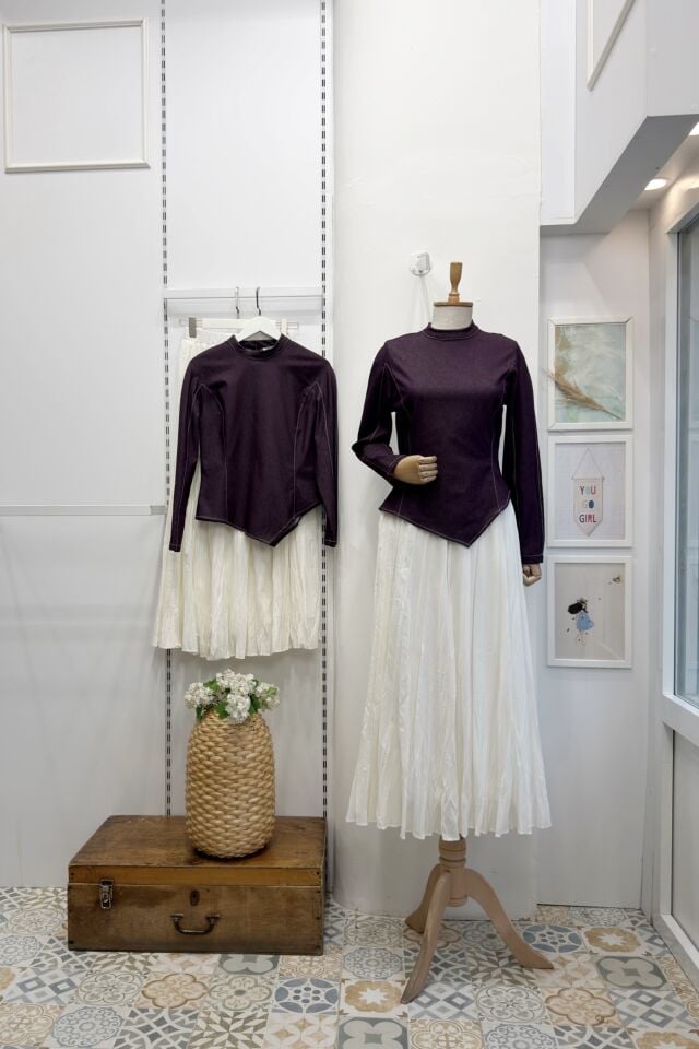 Beyaz Etekli Mürdüm Vinora Takım