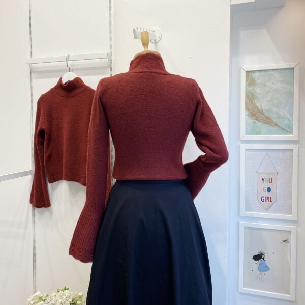 Bordo Kol Detaylı Crimson Kazak