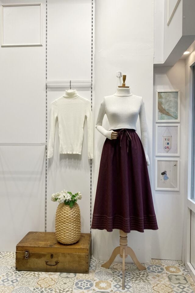 Kot Kumaş Bordo Zeran Etek