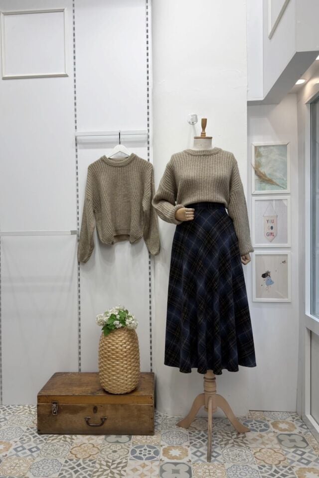 Lacivert Ekoseli Serena Etek