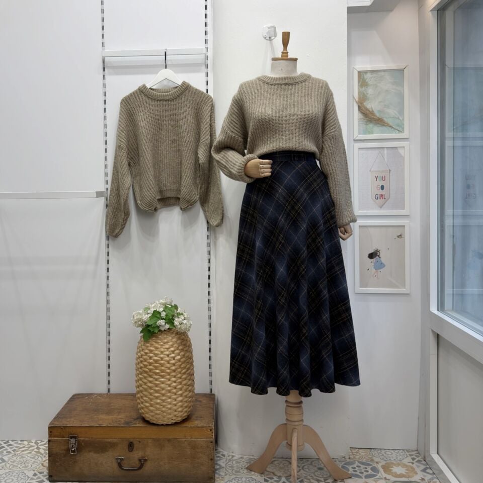 Lacivert Ekoseli Serena Etek