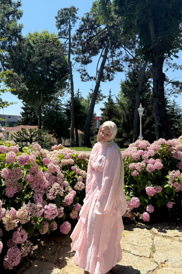 Faya Girls x Pembe Şifon Soft Layer Elbise
