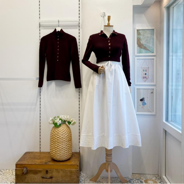 Beyaz Beli Lastikli Zeran Etek