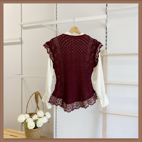 Bordo Dantel July Yelek