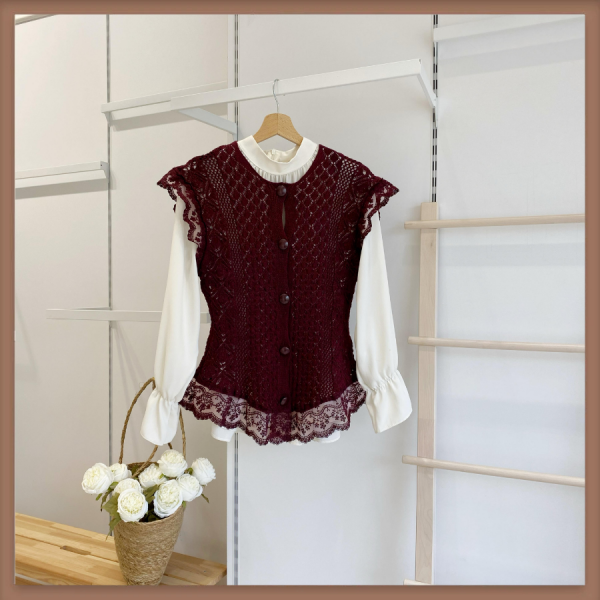 Bordo Dantel July Yelek