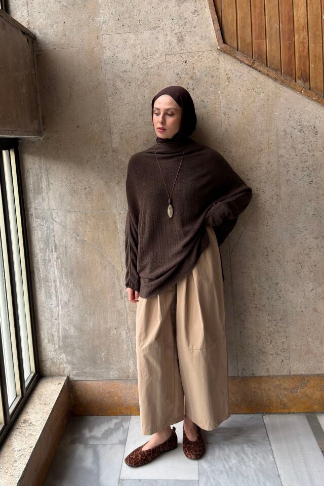 Camel Poplin Kumaş Vira Pantolon