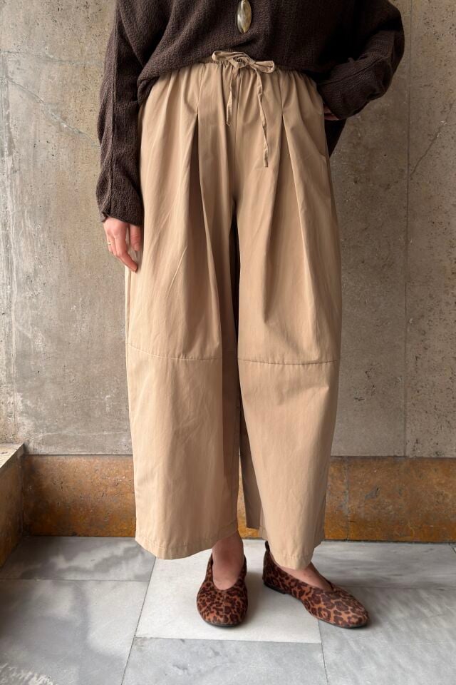 Camel Poplin Kumaş Vira Pantolon