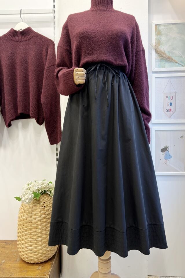 Siyah Beli Lastikli Zeran Etek