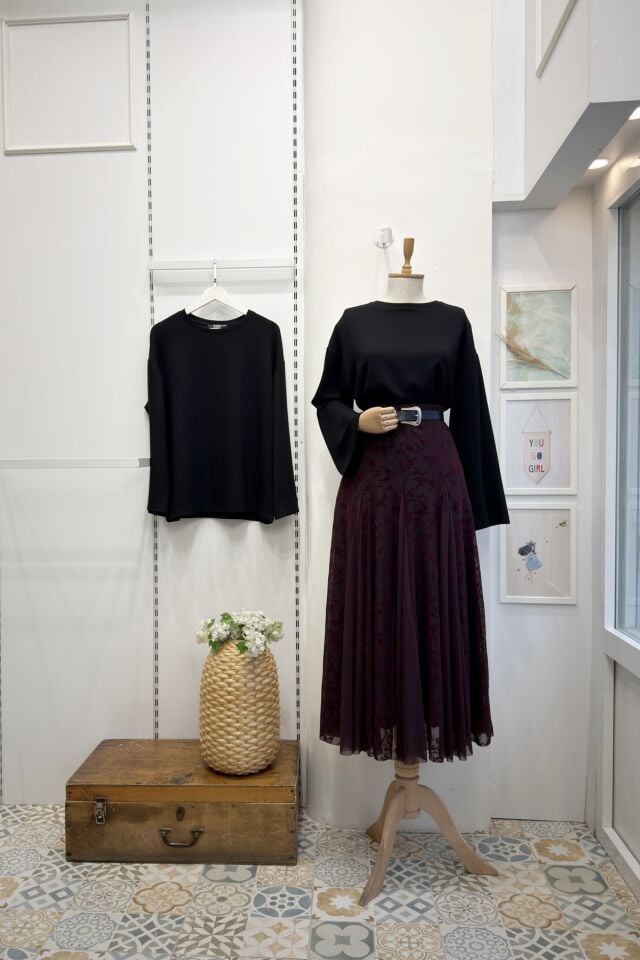 Bordo Graceful Tül Etek