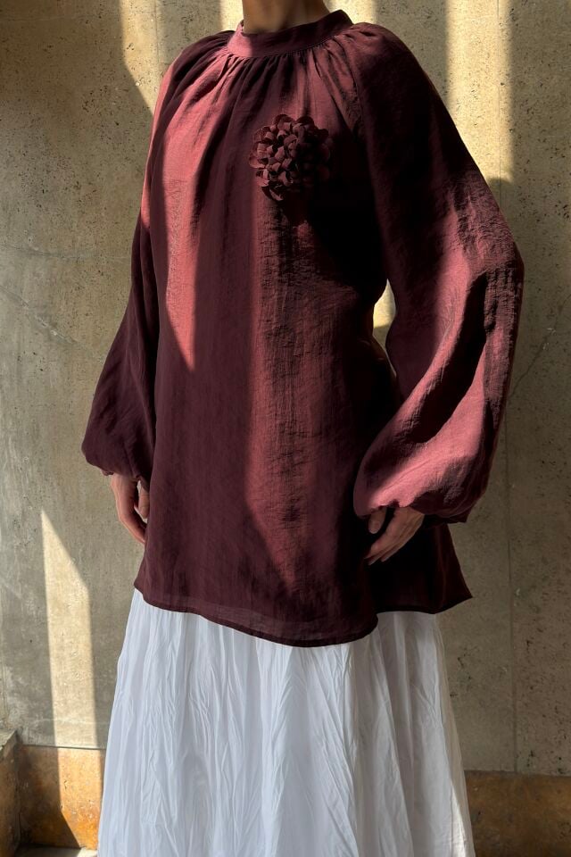 Mürdüm Bel Bağlı Bloome Tunik
