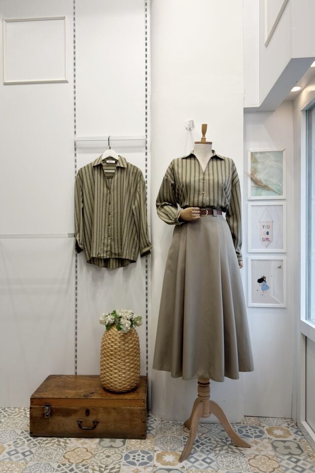 Yeşil Çizgili Oversize Gömlek