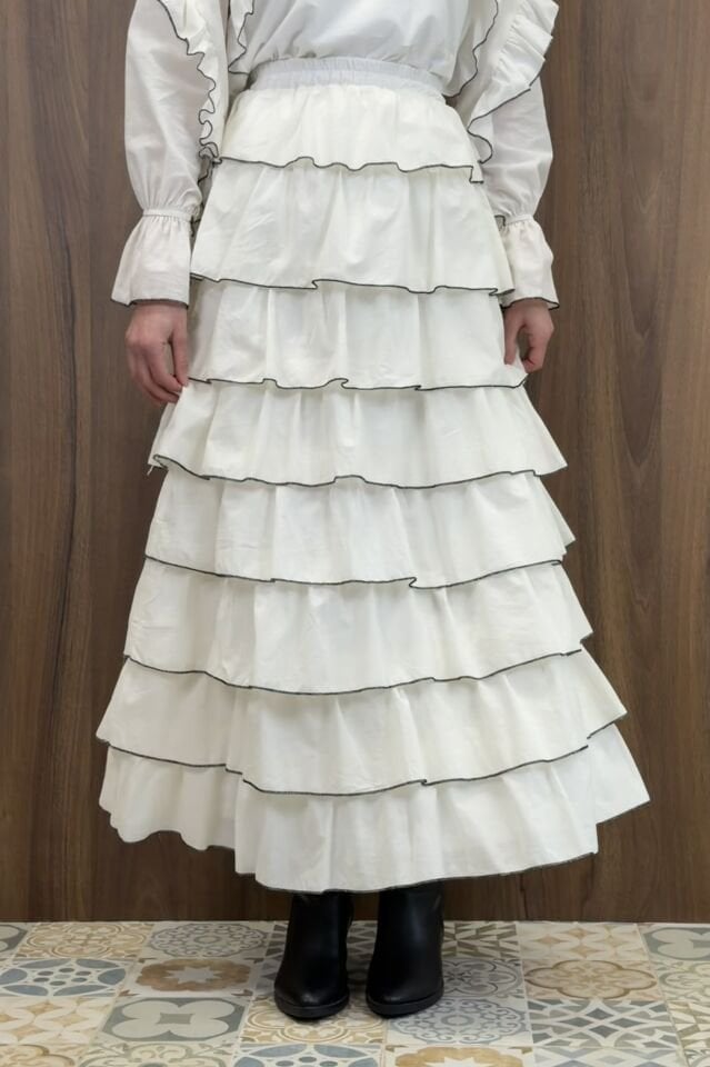 Kat Kat Etekli Beyaz Minerva Keten Takım