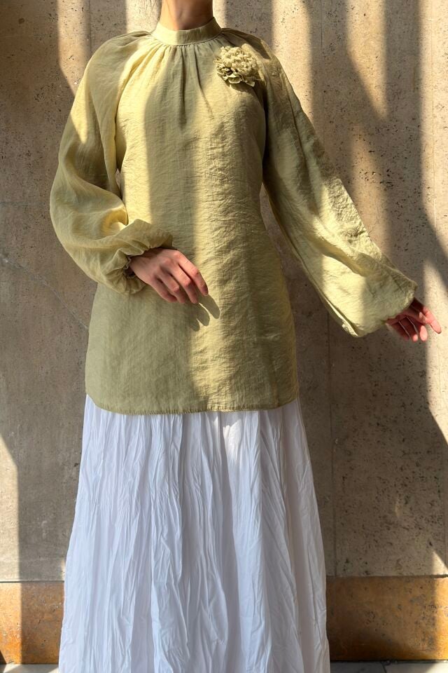 Yeşil Bel Bağlı Bloome Tunik