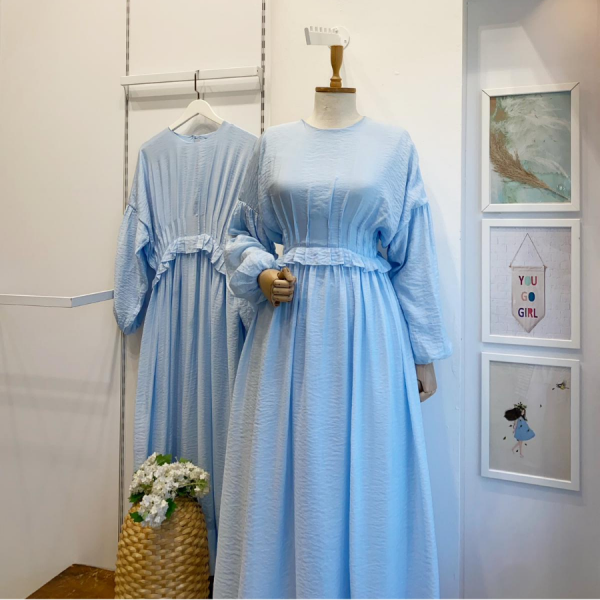 Mavi Şifon Morian Elbise