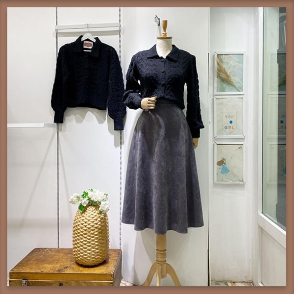 Gri süet kloş etek