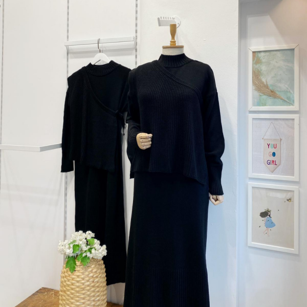 Black sweater knit dress