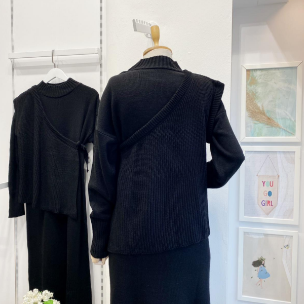 Black sweater knit dress