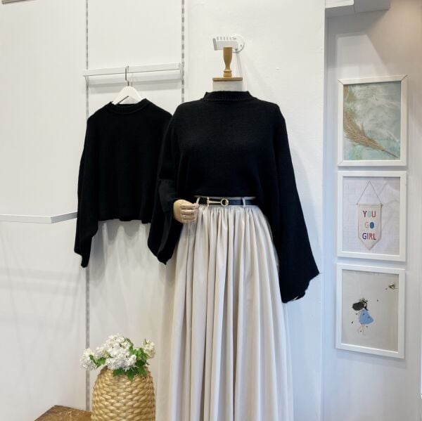 Siyah Oversize Rosella Kazak