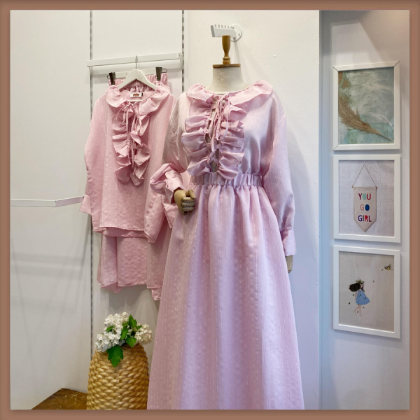 Pembe Fırfırlı Brise Takım