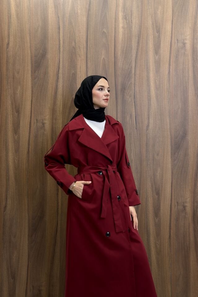 Bordo Pardesü Model Trençkot