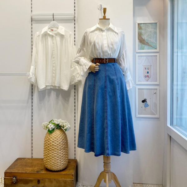 Taba Kemer Detaylı Kot Etek